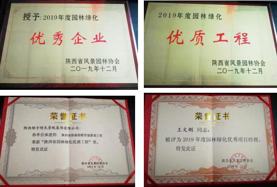 喜訊！綠宇公司榮獲省級“2019年度園林綠化優(yōu)秀企業(yè)”等三項榮譽